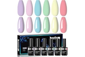 Beautilux Vernis Semi Permanent, 10ML Rose Vert Bleu Pastel Vernis Gel Semi Permanent, Vernis à Ongles Gel Soak Off Manucure Nail Art Kit 10ml (YT-41)