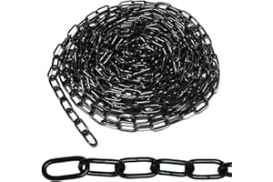 JINFANSHURICH 10M Stahlkette aus Kohlenstoffstahl, 3mm Starke Stahlkette, Metall Gliederkette Sicherheitskette, Kette Schwarz für Hundekette, Lampenkette, Schaukelkette, Hängesesselkette, Zaunkette