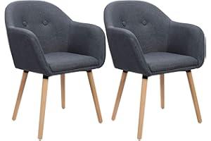 ‎WOLTU WOLTU Esszimmerstühle BH94dgr-2 2er Set Küchenstuhl Wohnzimmerstuhl Polsterstuhl Design Stuhl mit Armlehne, Sitzfläche aus Leinen, Gestell aus Massivholz, Dunkelgrau
