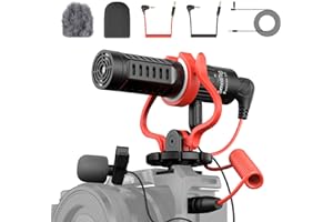 SMALLRIG Videomikrofon, Dual Input Videomic, mit Stoßdämpfung Shock Mount, 3.5mm TRS/TRRS Richtmikrofon mit Windschutz für DSLR Kameras und Smartphone Forevala S20-3468