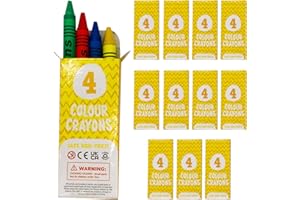 LOVETRENDS Set of Kids Crayons - 12 Boxes of 4 Crayons - Red, Blue, Green & Yellow Non-Toxic Crayons - Perfect for Party Bags and Kids Events