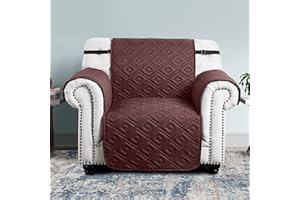 IR IMPERIAL ROOMS Imperial Rooms Sofa Cover 1 Seater Reversible Quilted Couch Covers Waterproof Adjustable Elastic Straps Sofa Slipcovers Sofa Covers For Pets And Kids (Brown-Beige)