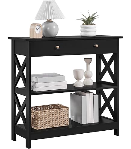 Tavolo Consolle Con Cassetto - 3 Ripiani, Stile Industriale, Per Ingresso O Soggiorno - Foto 9