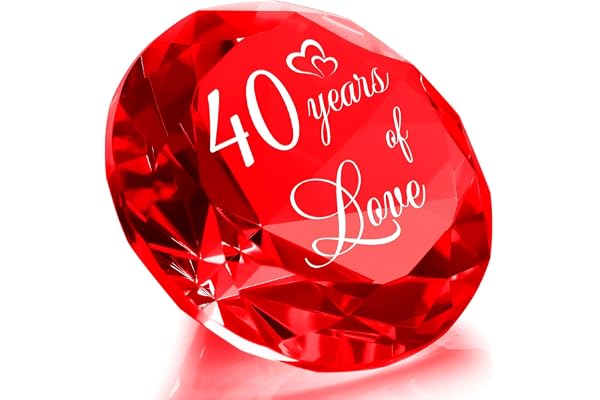 Movdyka 40 års jubileum bröllopsgåvor för kvinnor glad 40-åring rubin bröllop romantiska gåvor till fru, 40 års kärlek presenter för par, röd rubin K9 kristall diamant minnessak