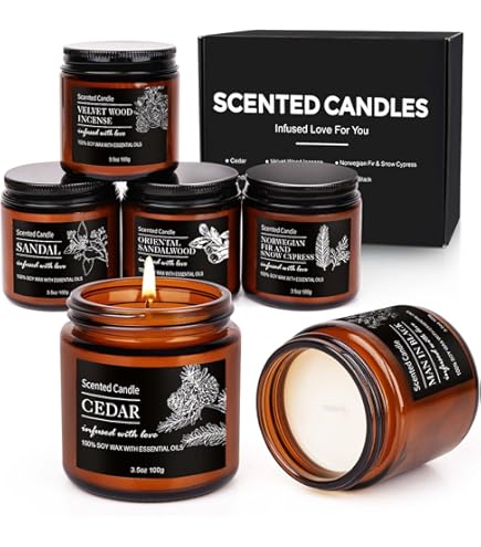 Set 8 Candele Profumate In Cera Di Soia - Aromaterapia Per Relax Con Lavanda, Vaniglia, Agrumi E Altri - Foto 9