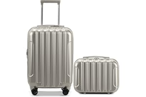 Bonnlo Set de 2 Valises Petite Taille 14in+20in,en ABS&PC, Valises de Voyage, Valise Soute, Valise Cabine, roulettes Pivotantes 360°，Ensemble de valises (Gris Espace)
