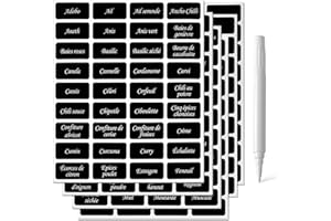 Awinker 216 Étiquettes Épices Français Autocollantes pour Bocaux Pots Étiquettes Cuisine Bocaux