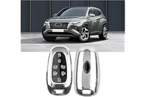 SHAOHAO compatibile con Hyundai Tucson NX4 2021 2022 2023 2024, IONIQ 5 Custodia per chiavi, in silicone TPU, colore argento cover chiave