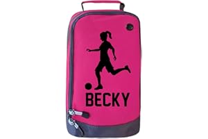 ABSOLUTELY TOP Personalised Girls Football Boot Bag Kids Footballer Sports School Pe Kit Gift, Bubblegum Pink/Black Print