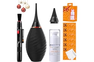 ‎K&F CONCEPT K&F CONCEPT 10 in 1 Reinigungsset Reinigungs Kit für DSLR Kamera Objektive Handys mit 6 Stück 15 * 15cm Reinigungstuch, Power Blasebalg (mit kurzen und Langen Ausläufen), Flüssig Reiniger,Lens Pen