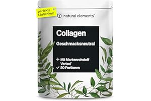 ‎NATURAL ELEMENTS natural elements Collagen Powder 500 g - Collagen Hydrolysate Peptides - Collagen Type 1 and 3 - Perfect Solubility, Natural Taste without Flavours - Laboratory Tested and Produced in Germany