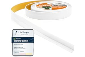 Quest Plinthe Souple Autoadhésive - 10 mm x 10 mm - Bande de finition en PVC pour cuisine, salle de bain - Bande d'étanchéité Flexible, Etanche, Décorative - 5 mètres - Blanc