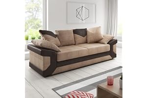Furnishings For Less UK New Large Dino Brown and Beige 3 Seater sofa (Brown and Beige, 3 Seater)