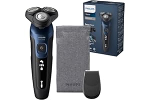 Philips Shaver Series 5000 - elektryczna golarka męska na mokro i na sucho w metalicznym kolorze niebieskim z precyzyjnym trymerem i miękkim etui podróżnym (model S5465/18)