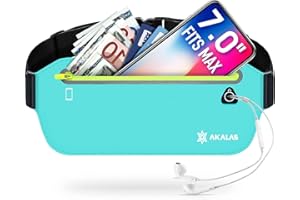 Akalas Ultra Slim Running Belt Waist Pack, No-Bounce Lightweight Fanny Pack, Water Resistant Runner Waist Bag, Adjustable Running Pouch for Gym Workouts, Travel & Outdoor Activities