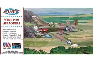 Atlantis Toy & Hobby Plastic Model Kit With Swivel Stand-P-39 Airacobra Shark Mouth
