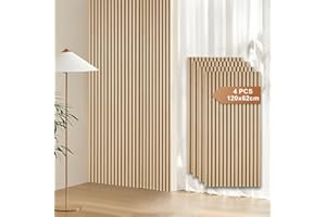 Fiqops 4X Akustikpaneele Holz 120x60cm Wandpaneele aus Holzfunier und Filz,Holzpaneele Eichenholz,Wandverkleidung holz für Studio und Zuhause Innenwanddekoration – Großflächige Abdeckung