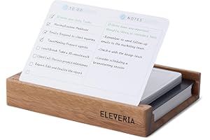 Eleveria® Walnut Wood To-Do List Holder | Desk Organiser for Notes, Reminders, Daily Planner, Productivity System, Time Blocking | Cards Available Separately