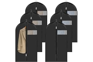 CHUNER Fundas de ropa 60 x 100 cm, juego de 6, funda protectora para ropa antipolvo, impermeable con cremallera, funda para colgar para almacenamiento de camisa, trajes y abrigos Clothes