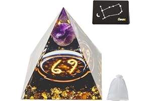 VBNZBK Piramide di Ametista, Cristalloterapia Pietre, 12 Segni Zodiacali, Piramide di Cristallo, con 1 Biglietto e 1 Sacchetto Regalo in Rete, Spirituali Decorazione Regalo per Donne Uomini(Cancro)