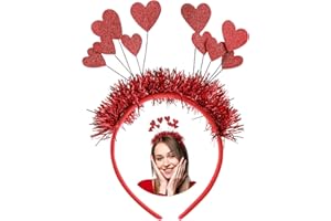 VZXQX Cerchietto Cuore Rosso, Paillettes Fascia per Capelli a Forma di Cuore per Donna Ragazza Bambini Adulto, Cerchietto Natalizio Accessori per Capelli per Matrimoni, Compleanni, Feste, San Valentino
