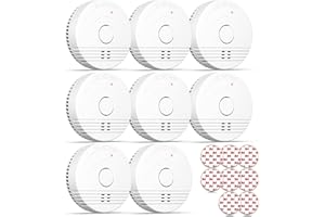 Andyssey Batterie Rauchmelder mit Magnethalterung, Zertifiziert DIN EN14604, Feueralarm mit Fotoelektrischem Sensor, 85 dB Alarmlautstärke, 8 Stück