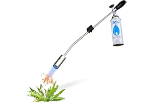 Z.M.C ZMC - Herbicida de 2,5 kW, quemador de malas hierbas con encendido piezoeléctrico, dispositivo de combustión hasta 1400 °C, lanzallamas con potencia de llama ajustable, quemador de gas