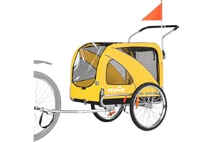 Sepnine & Leonpets 10202 Chariot pour chien 2 en 1 Grande remorque de vélo et jogging Jaune