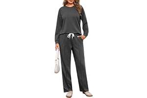 Terecey Conjunto Deportivo Mujer 2 Piezas Sudadera Manga Larga y Pantalón Largo Chándal Mujer Completo Ropa Deportiva Casual para Fitness Yoga Correr