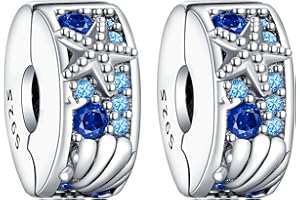 Rimgoris Charm en Argent Sterling 925 pour Femmes Bracelets Collier Méduse Bleue Tortue d'océan Gemme Bleue Coquille de Poisson de Mer Pinces Étoile de Mer Triple