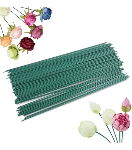 N A 100 pezzi di filo con stelo floreale 18 gauge, verde scuro stelo per fiori, filo floreale da 24,9 cm e 30 cm per artigianato, composizioni di fiori fioristi