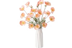 DuHouse 6 st konstgjorda vallmo blommor silke vallmo blommor för hem bord bordsuppsatser dekoration kontor bröllop