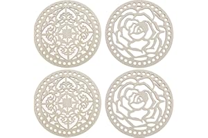 eMagTech 4 Stück Holz Korbböden DIY Stricken Häkeln Naturholz 14x0,35 cm für Handgemachte DIY Tasche Zubehör Korbflechten Zubehör