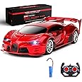 KASTWAVE Remote Control Car 2.4Ghz Rechargeable High Speed 1/18 RC Cars Toys for Boys Girls Vehicle Racing Hobby with Headlight Birthday Gifts for Kids (Red)