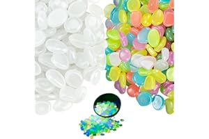 KXRTPX 200 Pack Glow in The Dark Pebbles, Stones for Garden, Garden Stones, Fish Tank Gravel, PebblesDecorative Rocks for Pathways, Aquariums, DIY Crafts (Colorful+White)