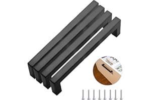 MEEQIAO Griffe für Küchenschränke,Küchengriffe, Modisch Edelstahl Quadrat Griffe, Mehrweg, für Küchen, Schubladen, Schrank, Möbel (320 MM, 4 Stück, Schwarz)