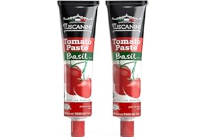 Tuscanini Italian Basil Tomato Paste, 130g Tube (Pack of 2) | Made with 100% Italian Tomatoes and Basil, All Natural, NON-GMO