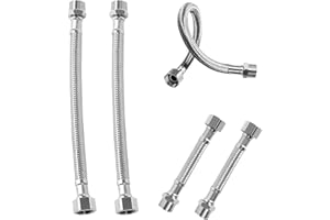 RPHONGHONG 4 Stück Flexschlauch 1/2, 304 Edelstahl Wasserhahn Schlauch Umflechtung Flexibler Panzerschlauch Armaturenschlauch für Wasserhahn Waschmaschine Duschkopf Toilette(20cm/10cm)