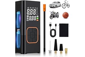 BOOTEEK 6000mAh Przenośna Sprężarka Powietrza,150PSI Elektryczna Pompka Rowerowa, Mini Przenośna Sprężarka z Manometrem i Latarką LCD, Cyfrowy Ekran Lcd,Pompka Rowerowa Do Roweru,Samochodu,Motocykla i Balonów