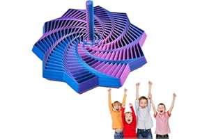 RYFPDML Fractal Sensory Fidget Star, 3D Printed Expanded Fractal Fidget Star with Handle Hexagonal Decompression Sensory Rotating Spiral Purple 12cm