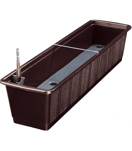 Dehner Blumenkasten Aqua-Flor Plus mit Bewsserungssystem, ca. 58.5 x 22 x  19 cm, Kunststoff, braun : Amazon.de: Garten