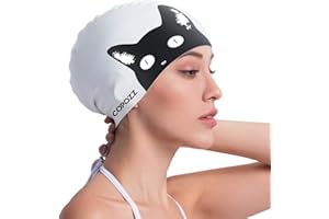 ‎COPOZZ COPOZZ Erwachsene Badekappe, Unisex Wasserdicht Schwimmkappe für Herren Damen, Lange Haare Silikon Swimming Cap Bademütze für Männer Frauen