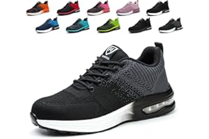 Hitopteu Safety Shoes Men's Work Shoes Women Lightweight Sporty Work Trainers with Steel Toe Cap Non-Slip Breathable Size 35-46