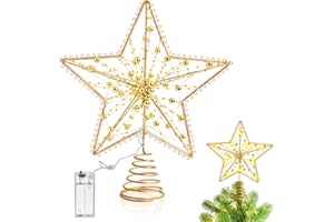 KATELUO Weihnachtsbaum Spitze Stern LED Beleuchtung für Christbaum Tannenbaum Spitze, 25 cm (B)