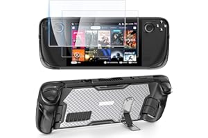 TPU Hülle für Steam Deck/Steam Deck OLED 2023, Auarte Upgrade Steam Deck OLED Schutzhülle mit Verstellbarer Kickstand & 2 Stück Schutzfolie- Anti-Rutsch Hülle Case Zubehör für Valve Steam Deck Konsole