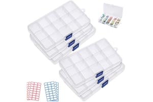 MIYUANGKJ 6 unidades clasificador caja con separadores ajustables, cajas para piezas pequeñas, perlas, tornillos y material de oficina con 6 hojas