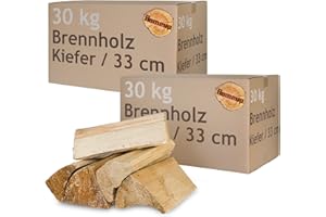 Kiefer Brennholz Kaminholz Holz 5-500 kg Für Ofen und Kamin Kaminofen Feuerschale Grill Feuerholz Holzscheite Wood 33 cm kammergetrocknet Flameup, Menge:60 kg