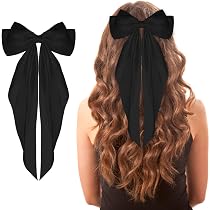 Schwarze Bananen-Haarspange Mit Satin-Schleife – Vertikaler Clip, Pferdeschwanz-Halter Für Damen