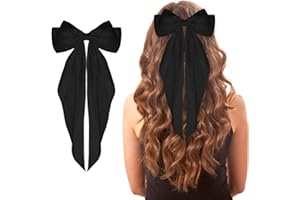 WLLHYF Duża kokarda na spince do włosów, długi ogon, francuska wstążka, metalowe klipsy, miękka, jedwabista, satynowa spinka do włosów,akcesoria na imprezę w stylu lat 90-tych, dla kobiety, dziewczyny