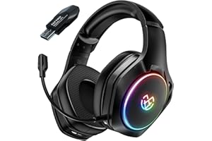 Tatybo 2.4GHz Wireless Gaming Headset für PS5, PS4, PC mit abnehmbarem Mikrofon zur Geräuschunterdrückung, 20-Stunden-Akku für Laptop, Switch, Mac (Schwarz)